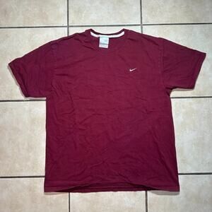 Vintage 2000's Nike Men’s Size XL Maroon Crewneck Blank T-Shirt Swoosh Logo Y2K